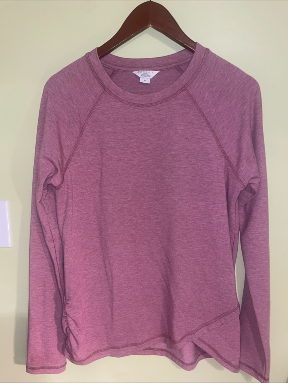 Danskin Mauve Heathered Crewneck Top Size Med